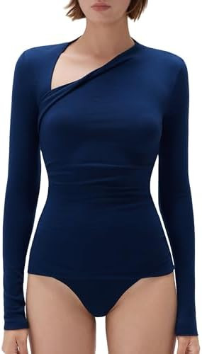 SUUKSESS Modal Cashmere Long Sleeve T Shirts for Women Ultralight Fall Fashion 2025 Trendy Asymme... | Amazon (US)