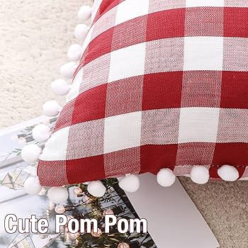 Throw Pillow Covers Red and White Buffalo Check Plaid Pattern 20 x 20 Inches Cushion Cover Tartan... | Amazon (US)