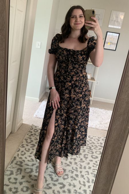 Pretty black floral dress from SHEIN! So cute and perfect for spring, a baby shower, bridal shower, or date night! 

#LTKstyletip #LTKfindsunder100 #LTKSeasonal