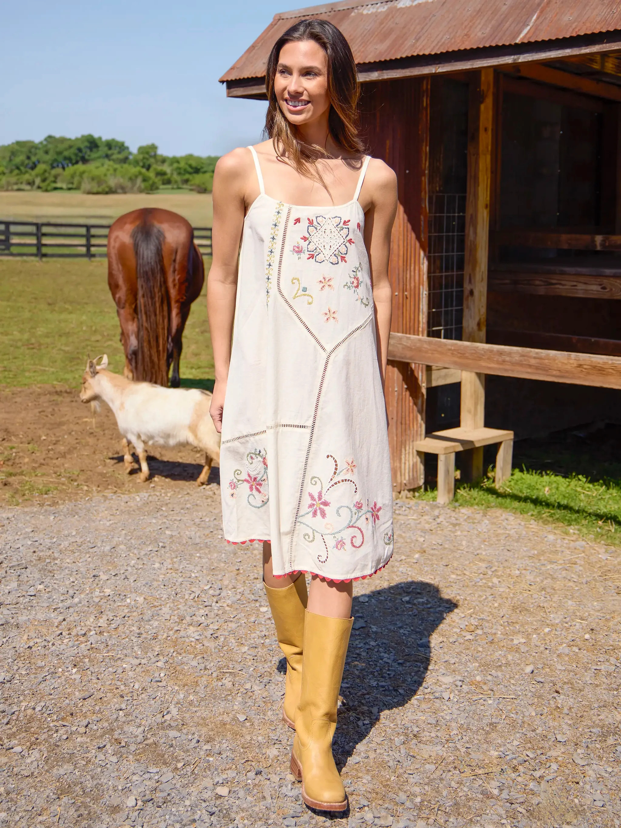 Loren Embroidered Midi Dress | Natural Life