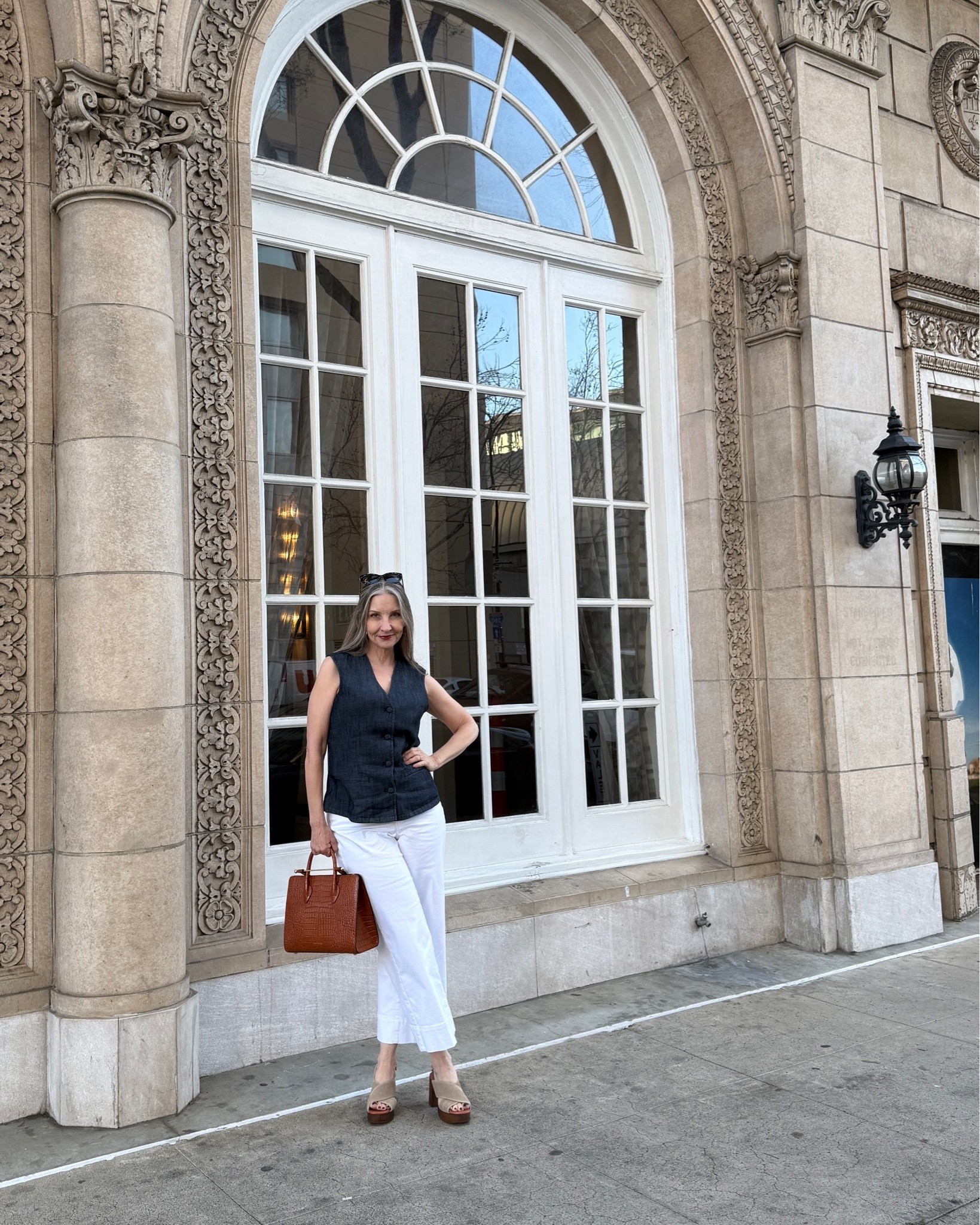 Summer simple but chic outfit. #whitejeans (size down 1 size) #denimvest #styleover40 #styleover50 #platformsandals #midsizestyle

#LTKSeasonal #LTKOver40 #LTKootd