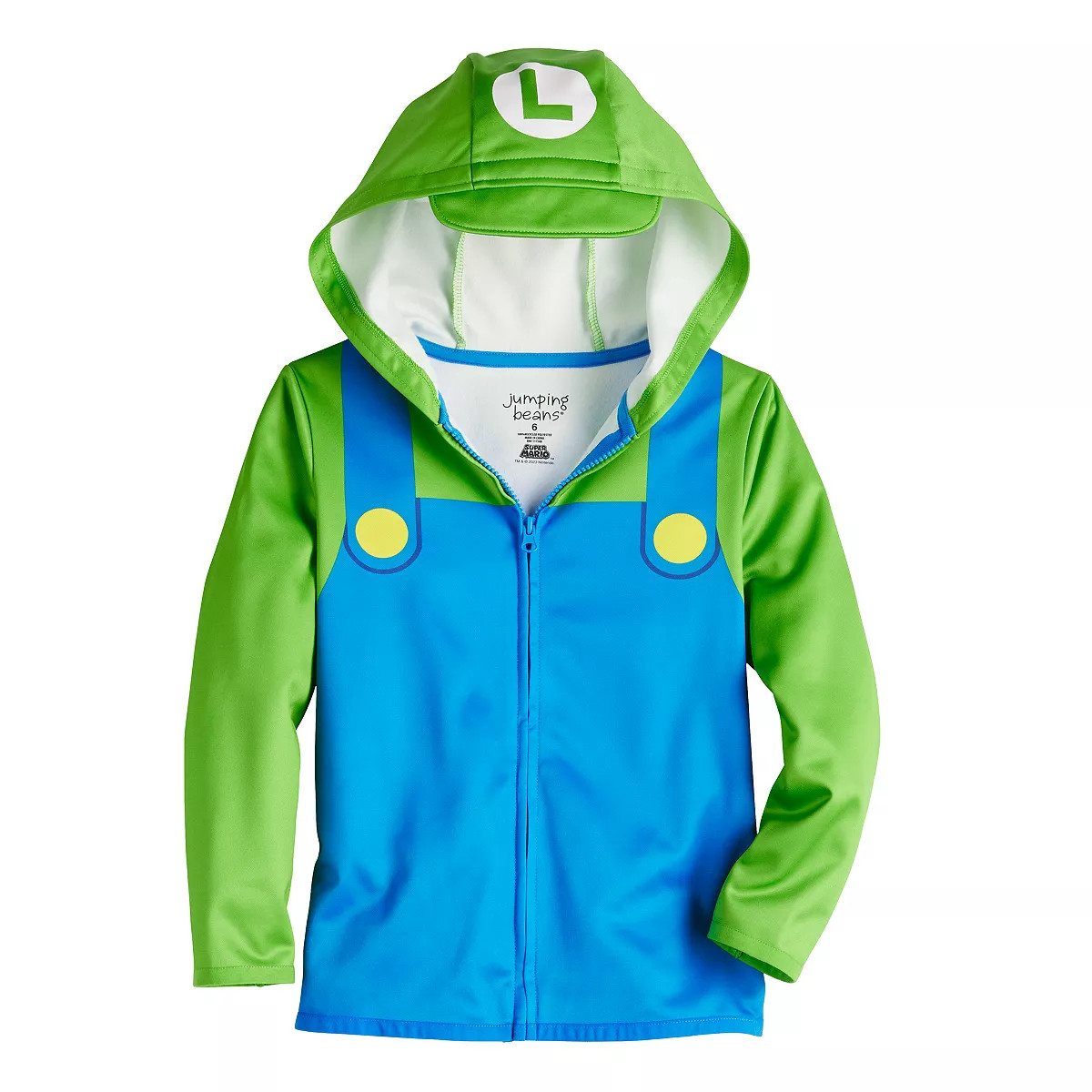 Boys 4-12 Jumping Beans® Super Mario Luigi Costume Fleece Hoodie | Kohl's
