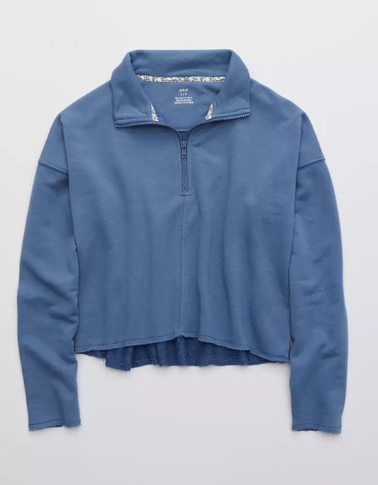 Aerie Sunday Soft Cropped Quarter Zip Sweatshirt | American Eagle Outfitters (US & CA)
