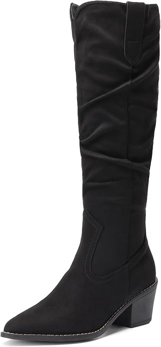 DREAM PAIRS Cowboy Boots For Women, Cowgirl Western Chunky Heels Pointed Toe Side Zip Slouch Knee... | Amazon (US)