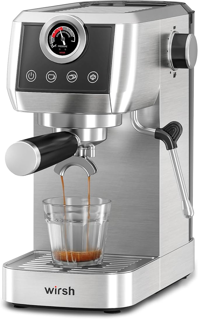 wirsh Espresso Machine, 20 Bar Semi-Automatic Espresso Maker with Pressure Gauge, Steam Wand, Sta... | Amazon (US)