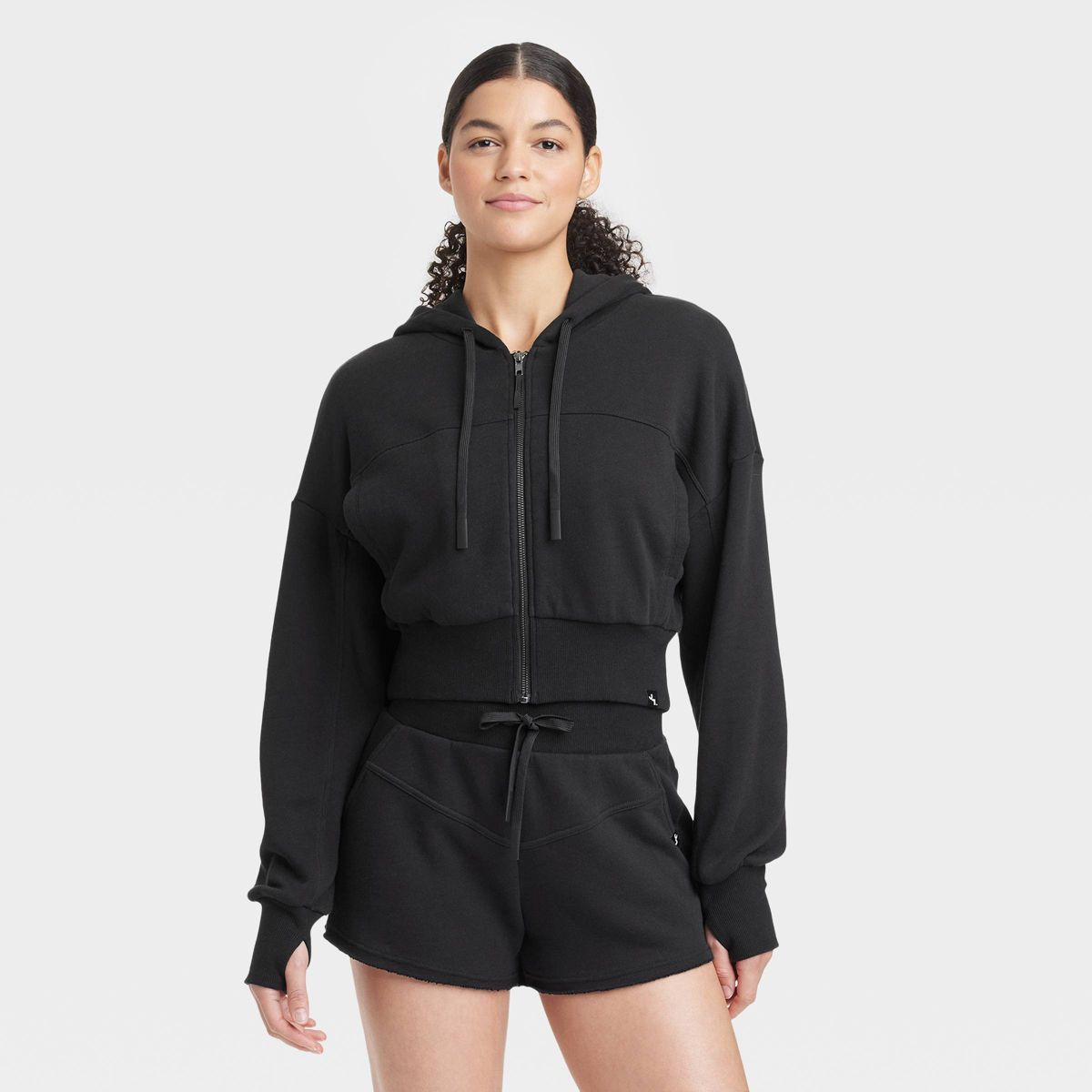 Women's Full Zip Crop Hoodie - JoyLab™ Black M | Target