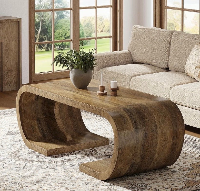Tribesigns Farmhouse Coffee Table, 47" Heavy Duty C-Shaped Center Table with Curved Base #ltkfurniturefinds

#LTKHome #LTKSaleAlert
