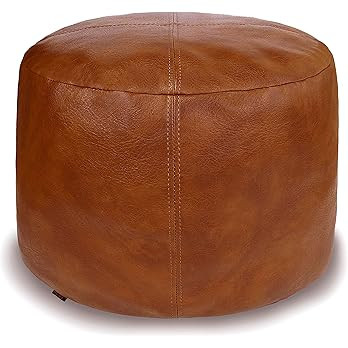 Thgonwid Unstuffed Faux Leather Pouf Cover, Handmade Footstool Ottoman Storage Solution, Floor Fo... | Amazon (US)