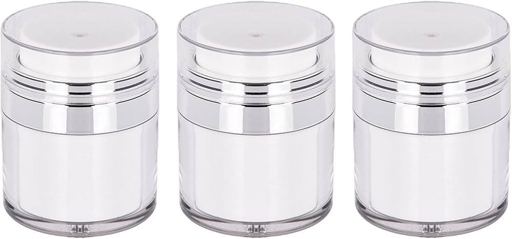 3Pcs Cream Jar Vacuum Bottle, 15/30/50 ML Refillable Portable Airless Pump Bottles, Makeup Lotion... | Amazon (US)
