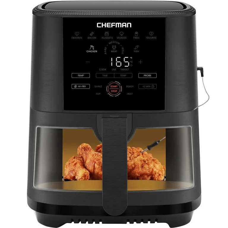 Chefman Air Fryer 5 Qt, Digital Display, Nonstick Basket with Window, Dishwasher-Safe Parts, Blac... | Walmart (US)
