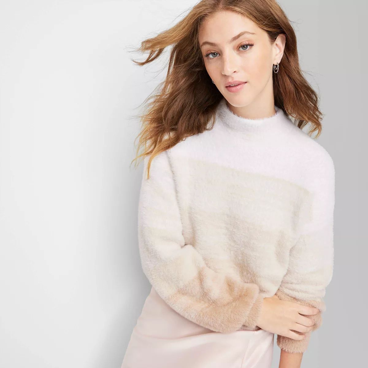Women's Mock Turtleneck Fuzzy Boxy Pullover Sweater - Wild Fable™ | Target
