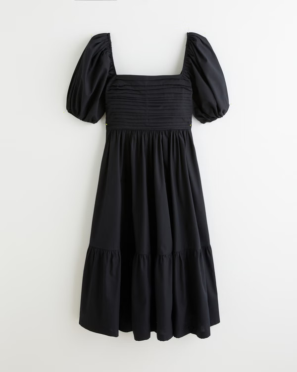 The A&F Emerson Poplin Puff Sleeve Midi Dress | Abercrombie & Fitch (US)