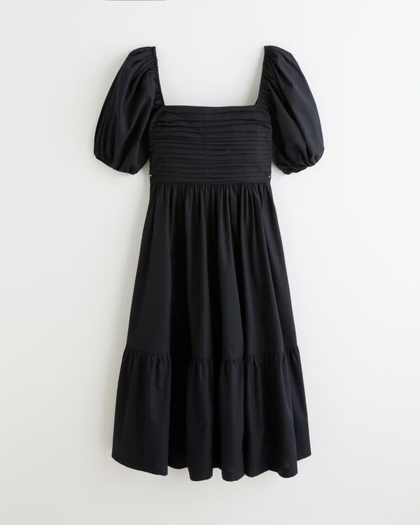 Emerson Poplin Puff Sleeve Midi Dress | Abercrombie & Fitch (US)