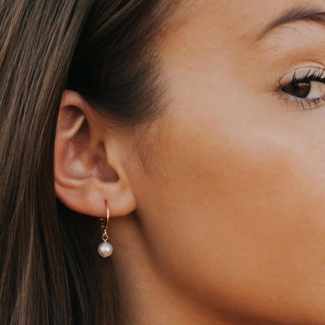 Pearl Hoop Earrings Small Pearl Hoops Gold Mini Hoops With - Etsy | Etsy (US)