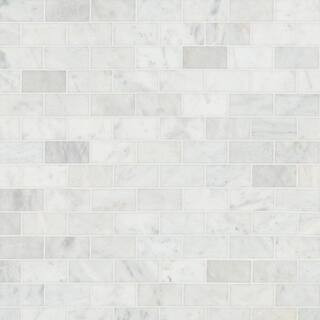 Greecian White Polished White Marble Subway Tile 3 in. x 6 in., Floor and Wall (1 sq. ft./Case) | The Home Depot