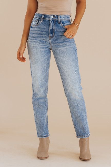 Medium Wash High Rise Straight Denim Jeans | Magnolia Boutique