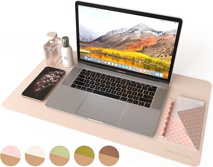 RENMTURE Dual-Sided Desk Pad, Natural Cork & PU Leather Large Mouse mats for Office and Home Work... | Amazon (US)