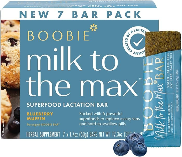 Boobie Bar Superfood Blueberry Muffin Lactation Bar for Breastfeeding Moms to Increase Milk Suppl... | Amazon (US)