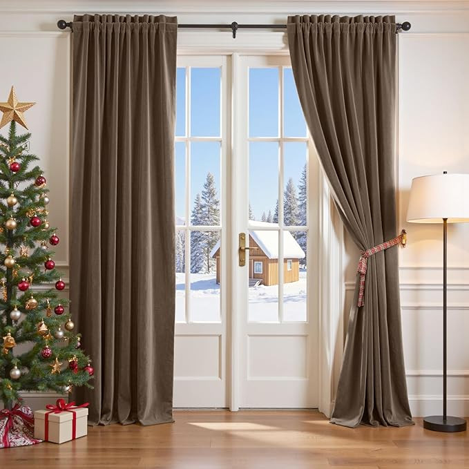 Lazzzy Velvet Blackout Curtains Thermal Insulated Room Window Drapes Super Soft Luxury Curtains f... | Amazon (US)