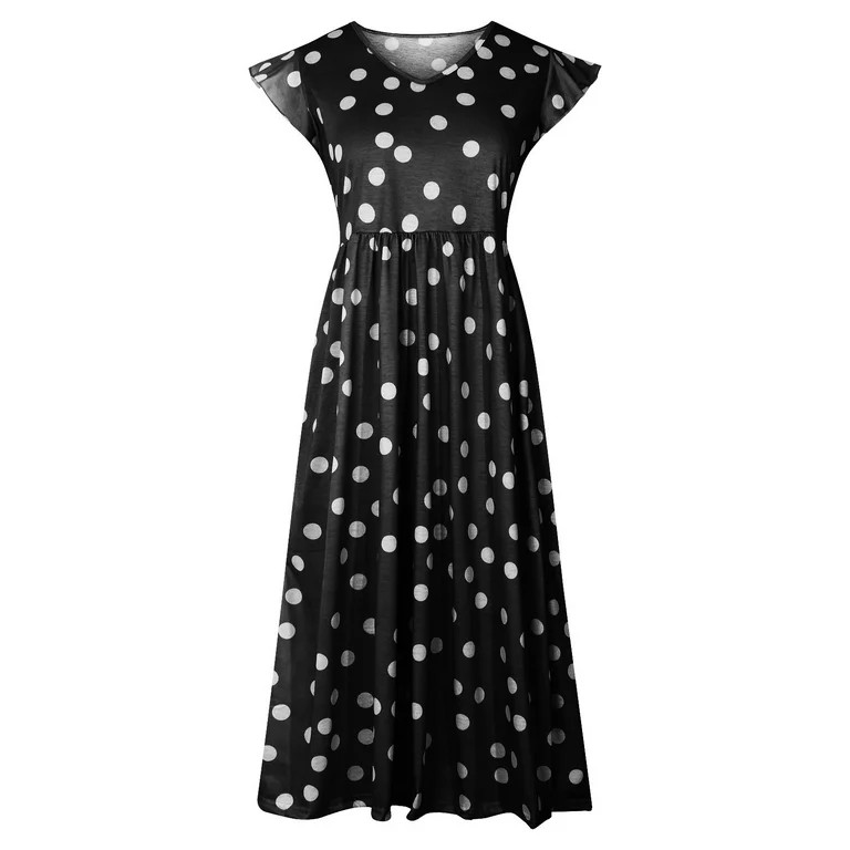 JINMGG 2026 Summer Dresses under $10.00 Fashion Women Casual Dot Printing V-Neck Sleeveless Tie-i... | Walmart (US)