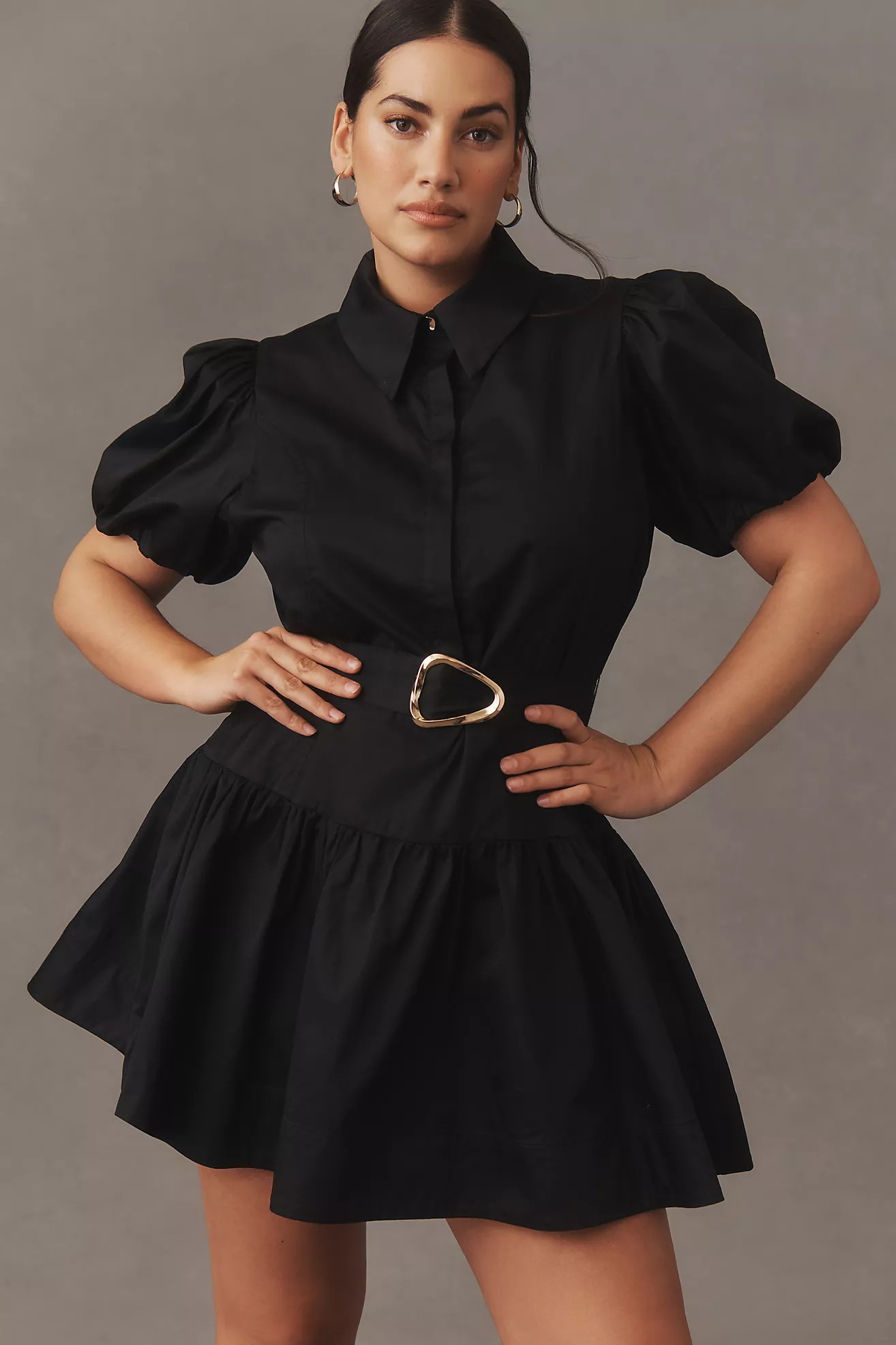 Aureta x Anthropologie Studio Puff-Sleeve Belted Mini Dress | Anthropologie (US)