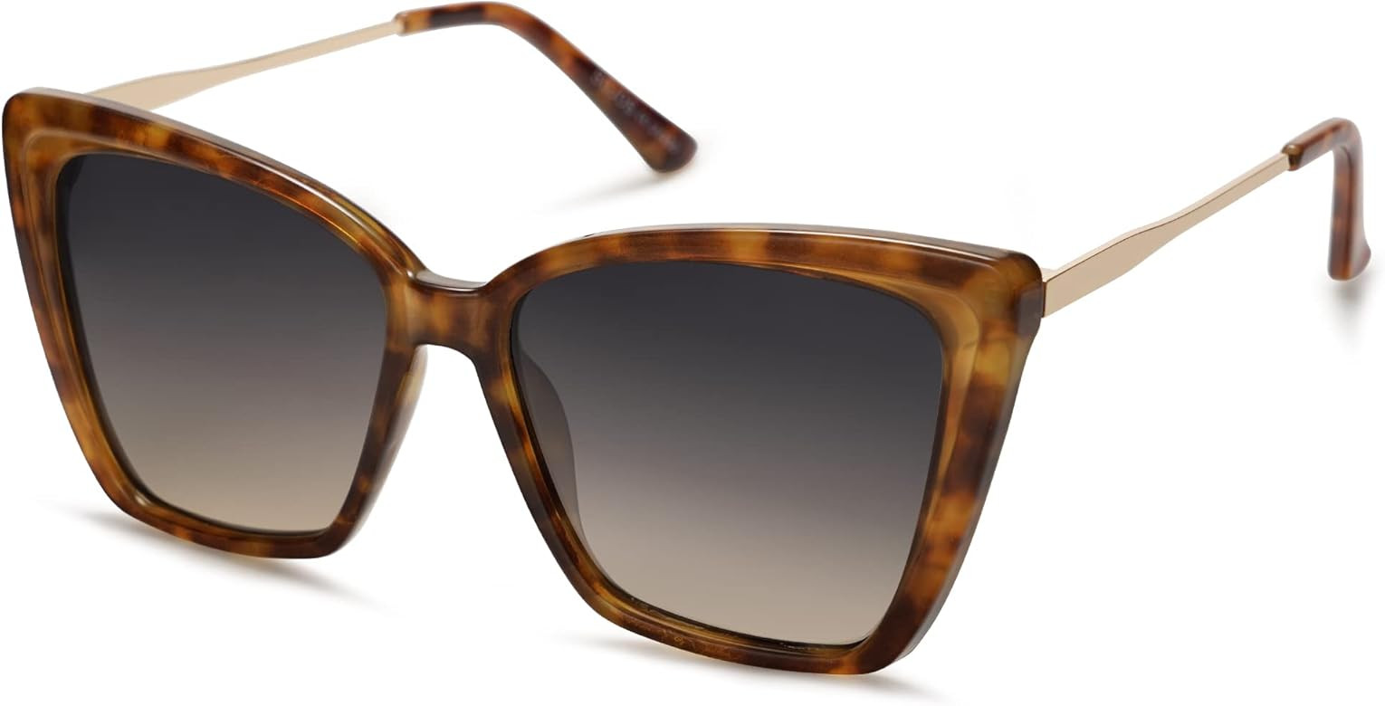 SOJOS Trendy Polarized Sunglasses For Women Retro Womens Oversized Square Cat Eye Sun Glasses UV Pro | Amazon (US)