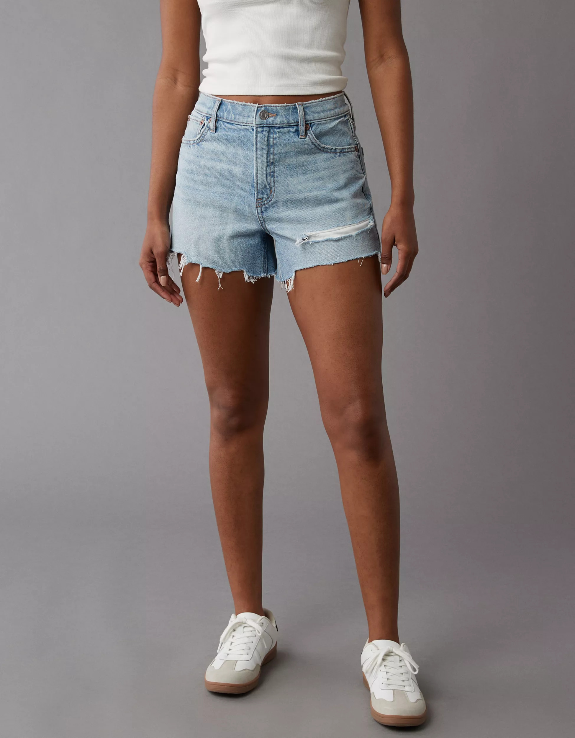 AE Strigid Super High-Waisted Relaxed Ripped Short | American Eagle Outfitters (US & CA)