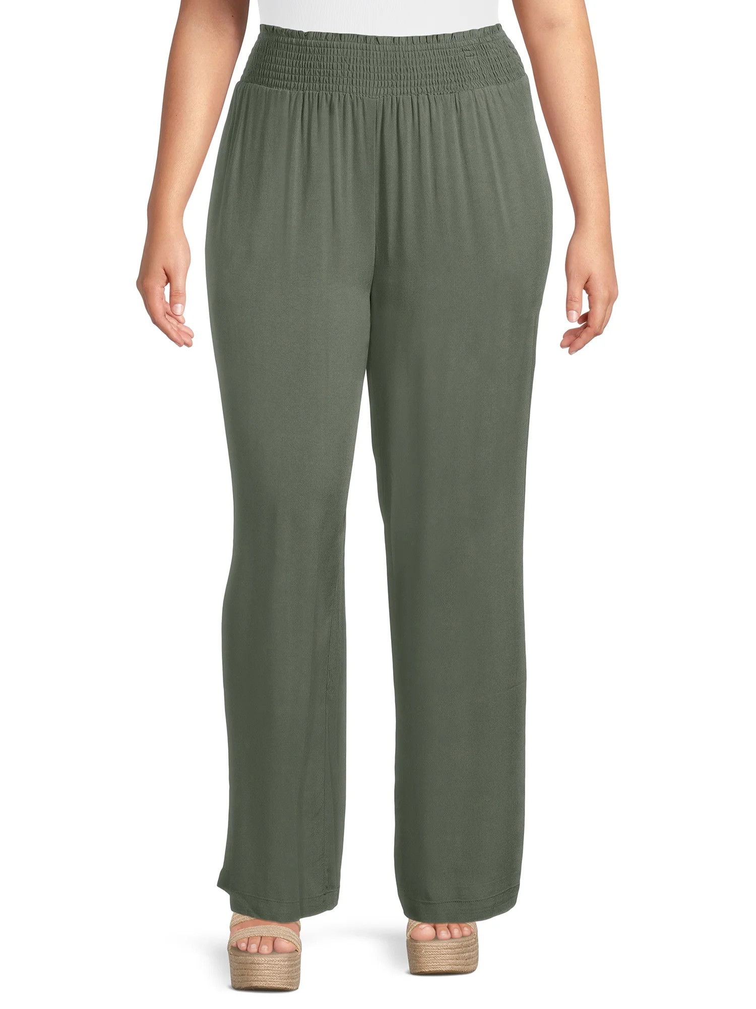 No Boundaries Juniors Plus Size Woven Smocked Waist Palazzo Pants, Sizes 1X-4X - Walmart.com | Walmart (US)