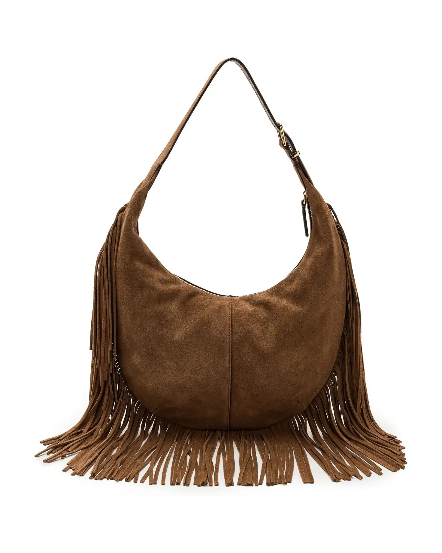 Suede Essentials Med Curve Shoulder- Fringe | Zappos
