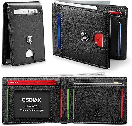 GSOIAX Slim Wallet for Men RFID Blocking Bifold Wallet Carbon Fiber Front Pocket Wallet with 11 C... | Amazon (US)