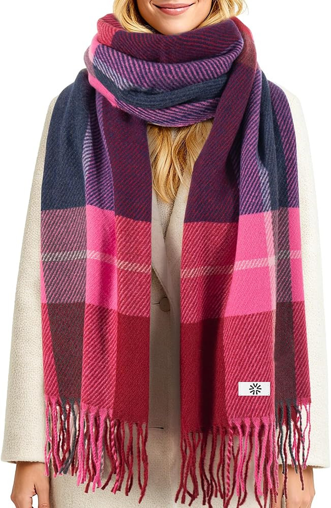 Winter Women's Scarf Long Checkered Scarf Warm, Rustic, Loose-Fitting Winter and Autumn Blanket s... | Amazon (US)