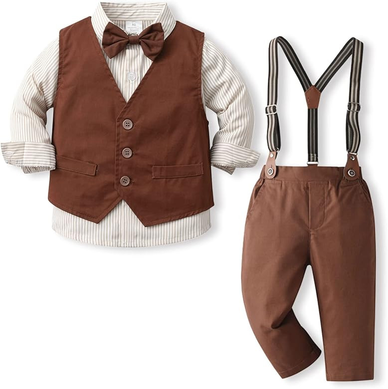 Toddler Boy Dress Clothes Outfit Button Down Shirt + Pants Set, 12 Months - 8 Years | Amazon (US)