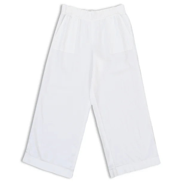 Time and Tru Women's Linen Crop Pants - Walmart.com | Walmart (US)