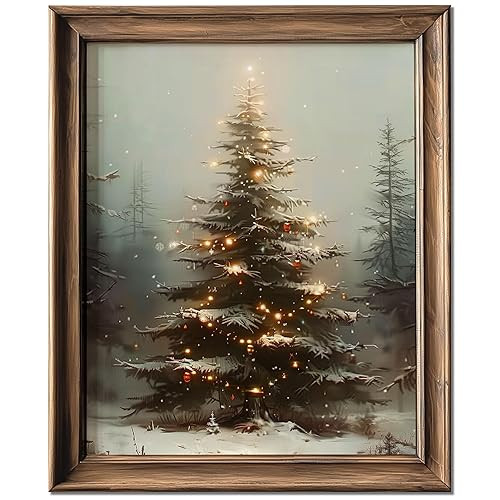 Vintage Christmas Tree Wall Decor, Christmas Decoration, Forest Wall Art Decor, Rustic Winter Hol... | Amazon (US)