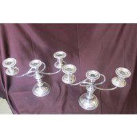 Vintage Silver Plated Candelabras Convertible Triple Candle Holders | Etsy (US)