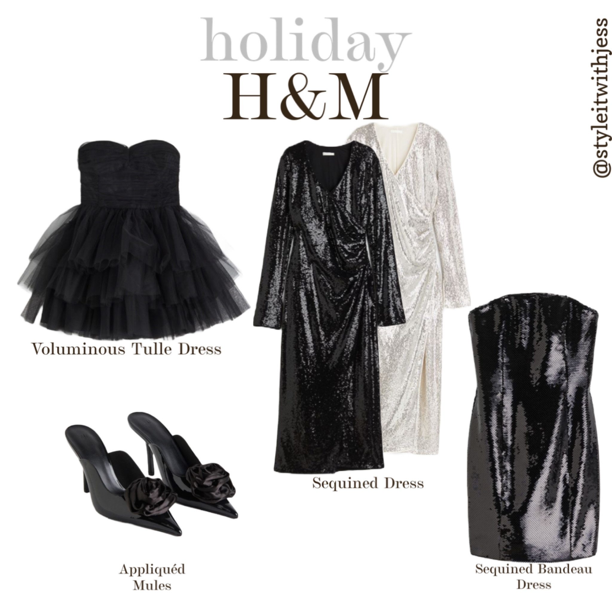H&M holiday dresses and shoes 🖤✨ 

#LTKstyletip #LTKfindsunder100 #LTKover40