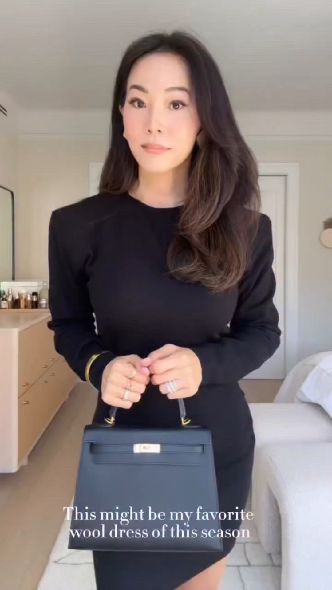 Getting dressed for a luncheon with @dressforsuccess - an incredible organization that empowers women in the workplace. Btw, this might be my new favorite wool dress of the season - @ysl collection this fall is my obsession! Comment “outfit” for links to my entire outfit from @netaporter ❤️ #powerdress #