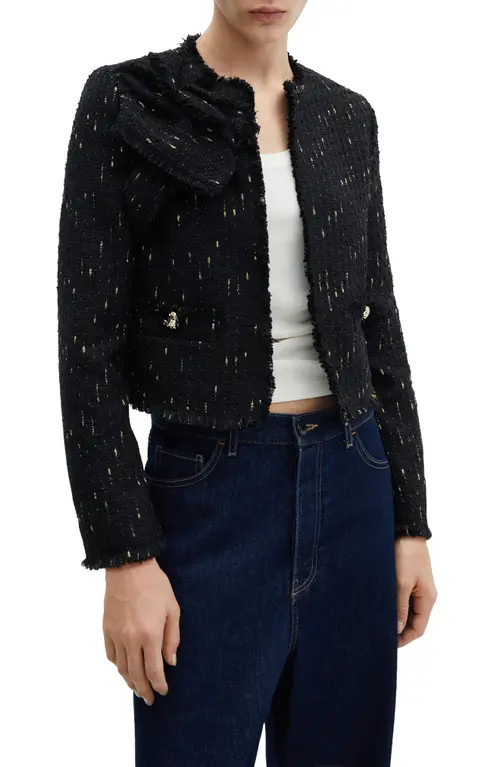 MANGO Metallic Tweed Jacket in Black at Nordstrom, Size X-Small | Nordstrom