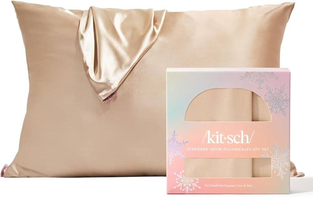 Kitsch Satin Pillowcase for Hair and Skin with Zipper - Cooling Pillow Covers, Softer Than Silk, ... | Amazon (US)
