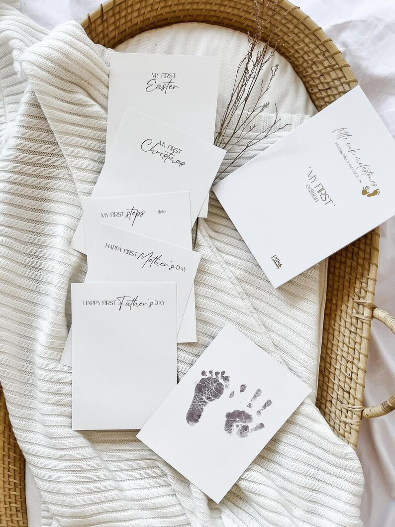 My First Edition Baby Footprint Cards Inkless Milestone Cards Inkless Print Kit Handprint Baby Sh... | Etsy (US)