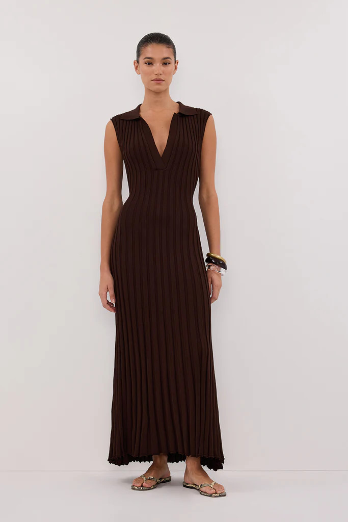 HAL CHOC SLEEVELESS KNIT MAXI DRESS | DISSH