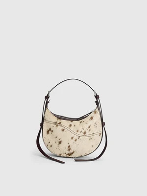 Silea Mandorla/Walnut Printed Mini Cow/Leather Mini hobo bag | ATP Atelier