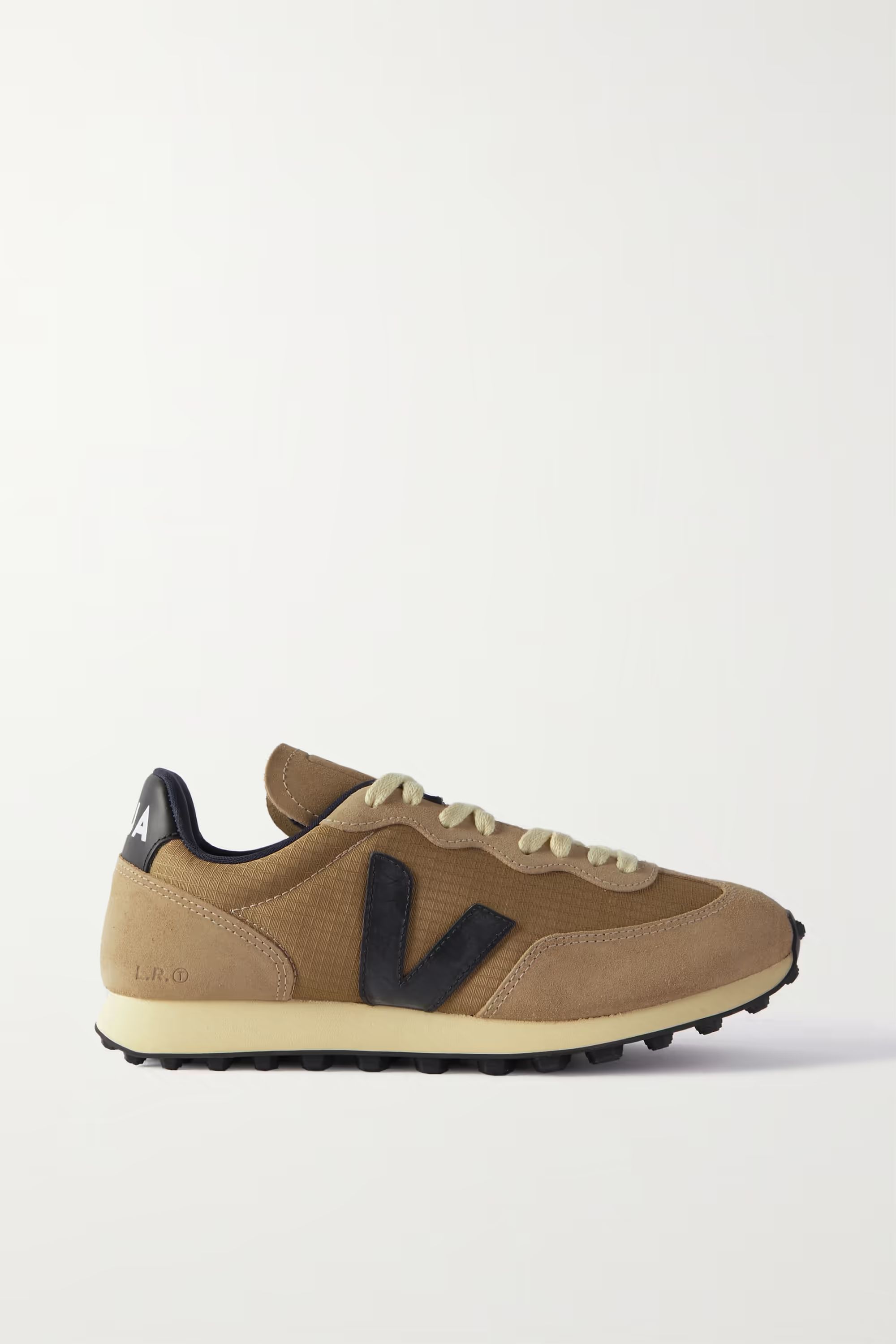 Beige Rio Branco suede and leather-trimmed Alveomesh sneakers | VEJA | NET-A-PORTER | NET-A-PORTER (US)