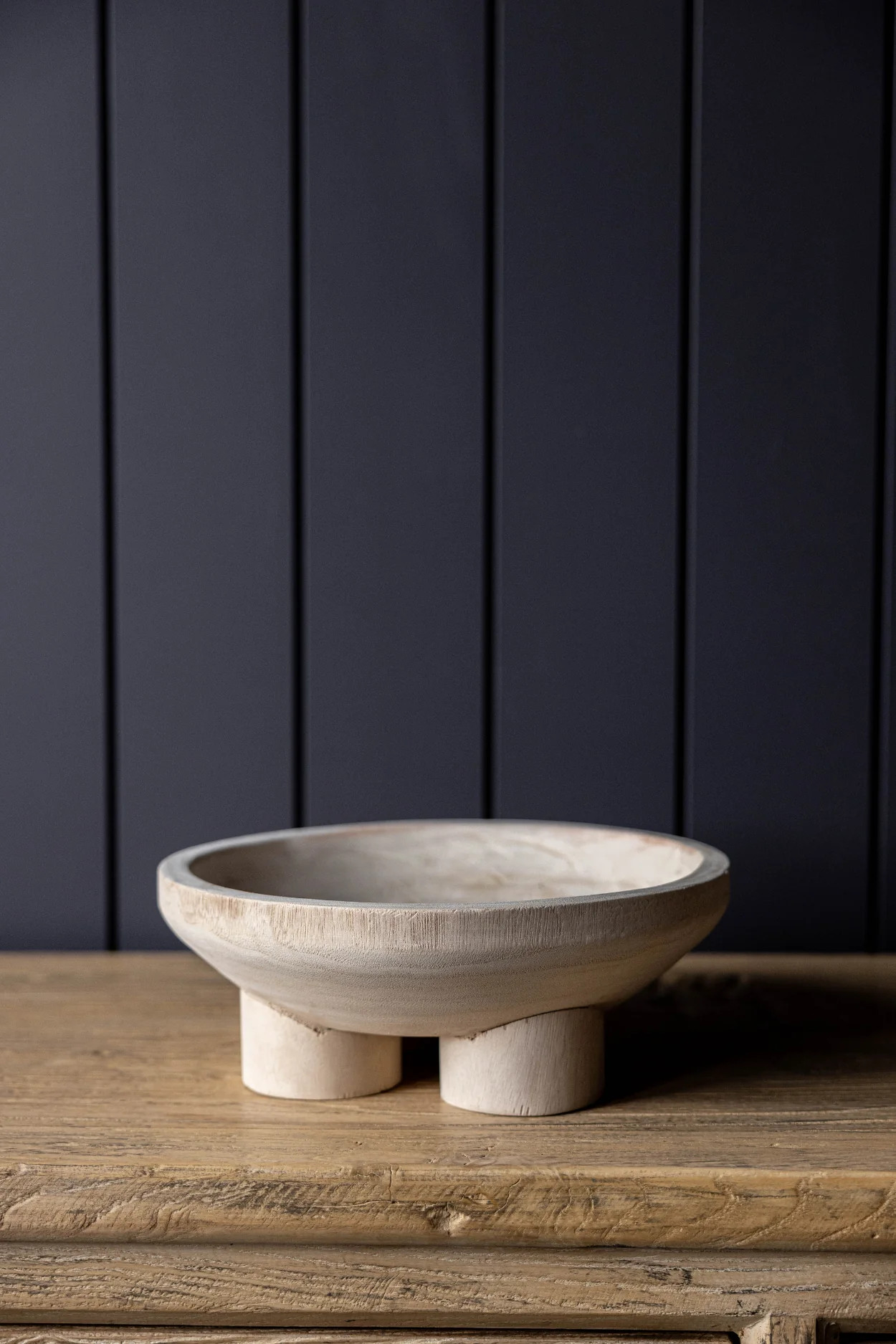 Round Decorative Paulownia Wood Footed Bowl | Luxe B Co