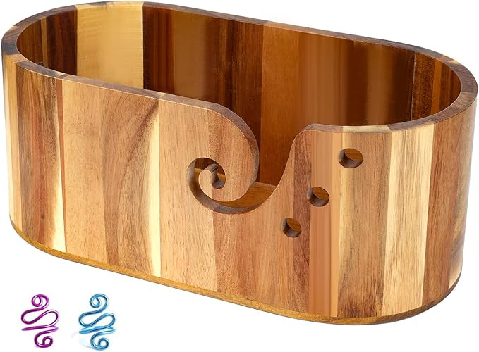 ZRINION Acacia Wooden Yarn Bowl Large Size for Yarn Skeins,Large Yarn Bowls for Crocheting,Croche... | Amazon (CA)