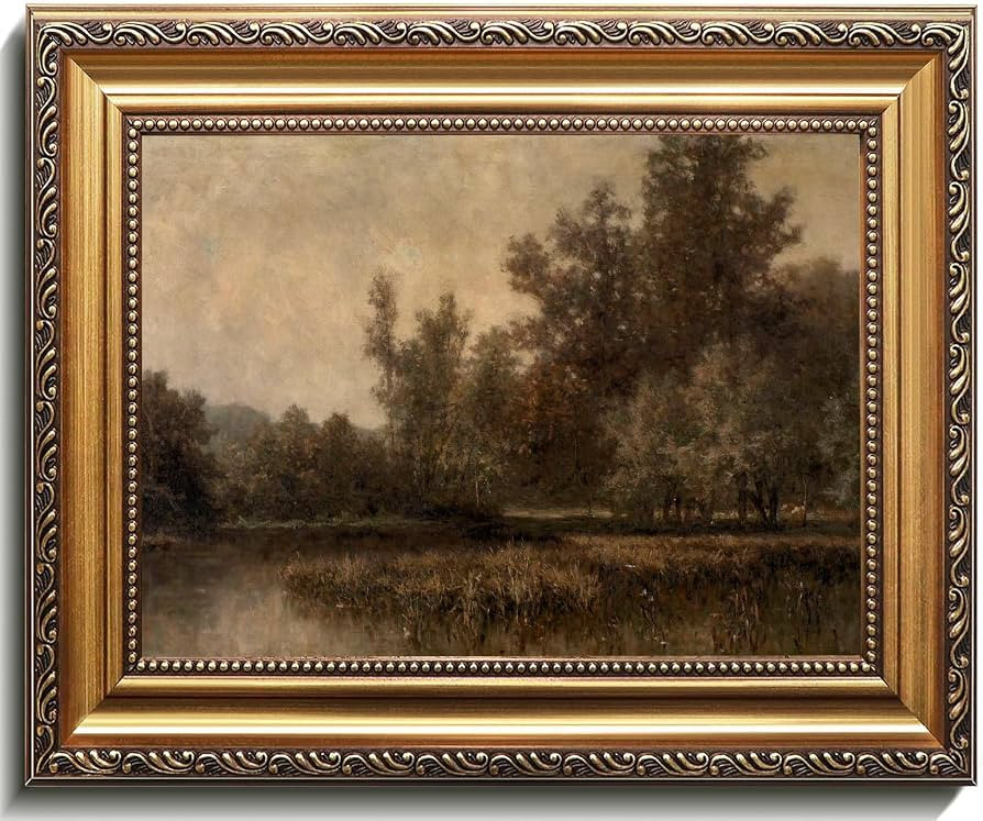 uniro Vintage Gold Framed Wall Art, Farmhouse Wall Decor Dark Moody Fall Canvas Art Prints Painti... | Amazon (US)