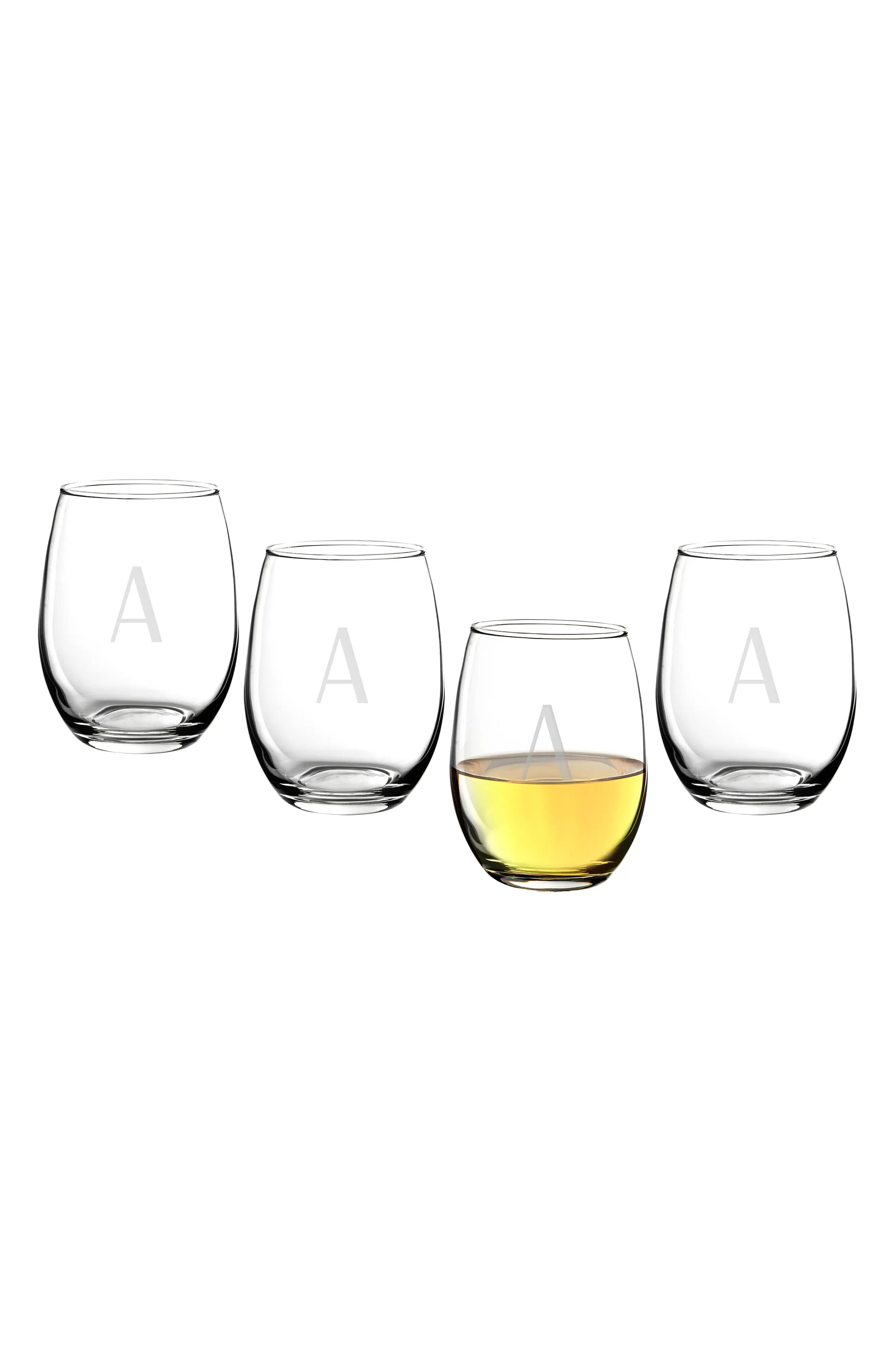 Cathy's Concepts Estate Collection Set of 4 Monogram Stemless Wine Glasses | Nordstrom
