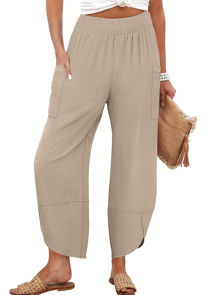 ANRABESS Womens Wide Leg Palazzo Capri Pants 2025 Summer Casual Loose High Waisted Lounge Flowy C... | Amazon (US)