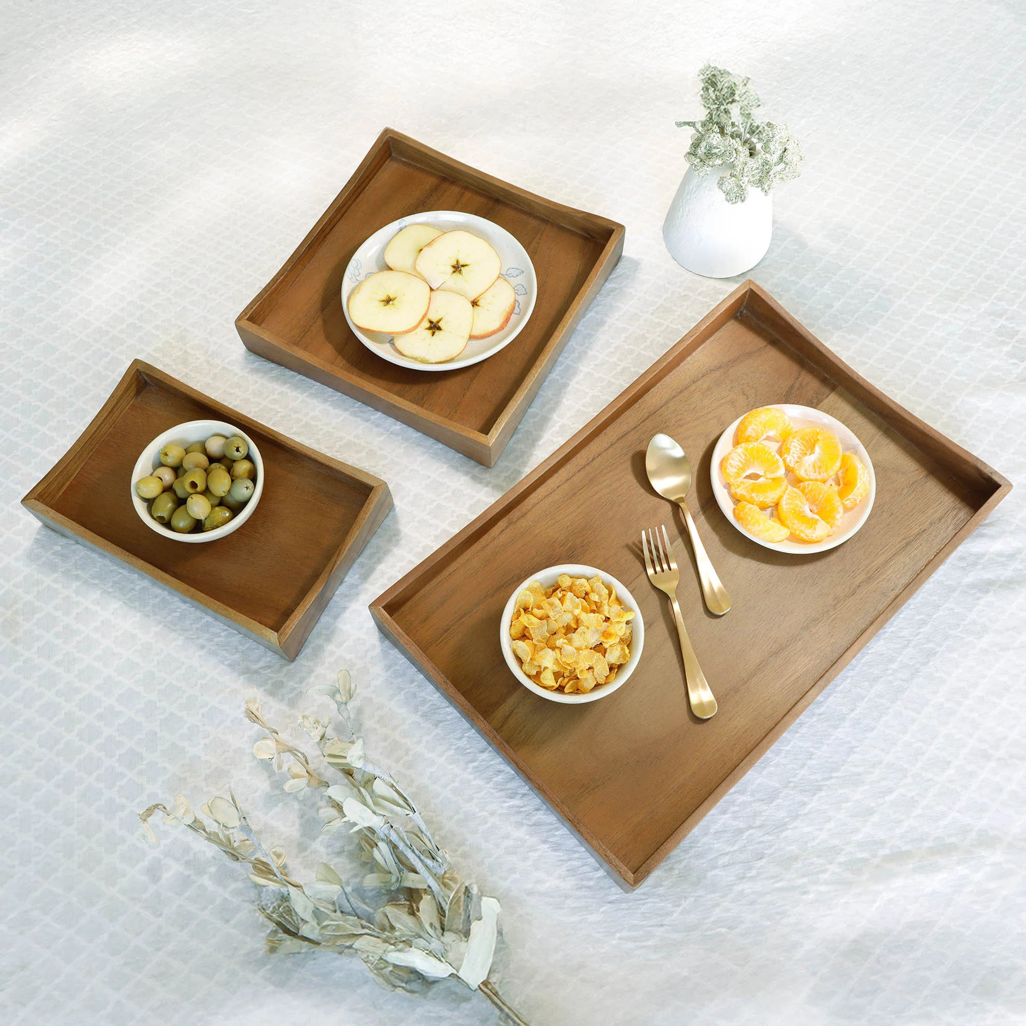Flavio Solid Wood Large Serving Tray - Set of 3 (Set of 3) | Wayfair North America