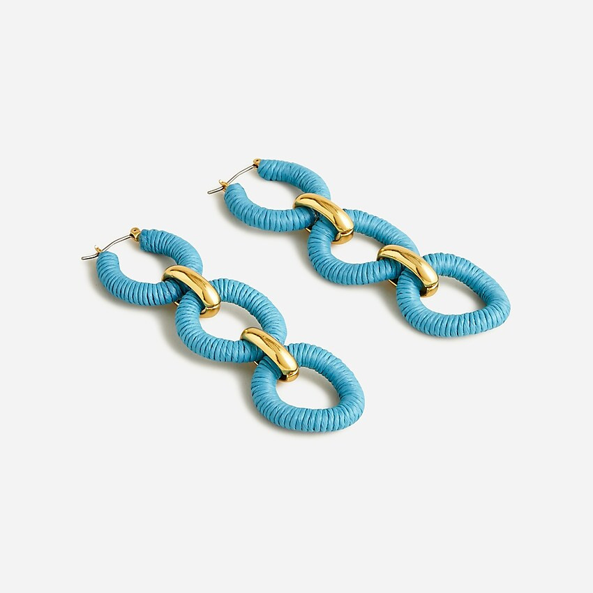Cotton raffia-wrapped chain earrings | J. Crew US